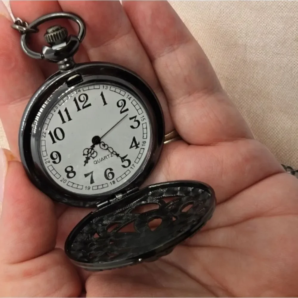 Kraken Octopus Pocket Watch Black Steampunk Pirate Nautical Quartz Chain Vintage